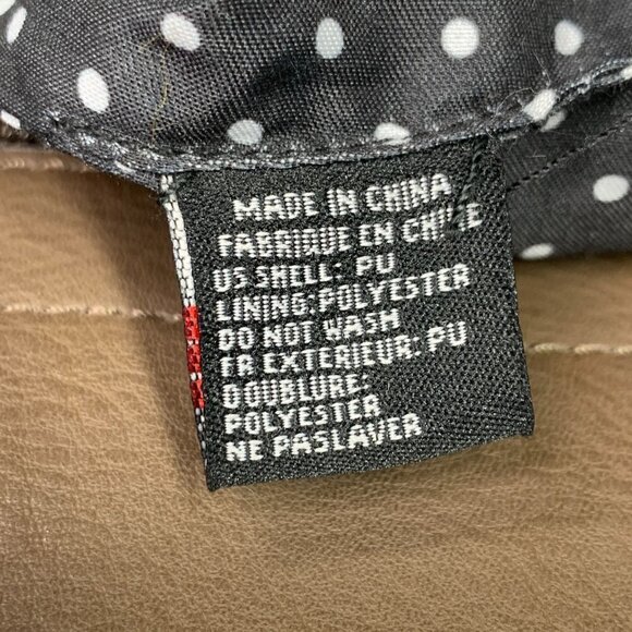 MODA LUXE Faux Leather Satchel with Tassel Brown/Gold Polka Dot Lining - Picture 12 of 12